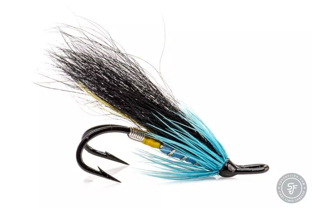 Blue Nun salmon fly on double hook