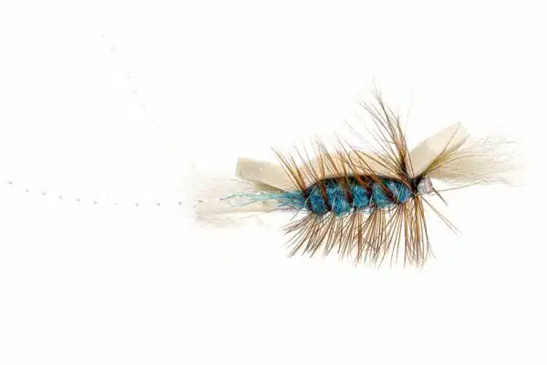 Foamber dry fly on tube color blue