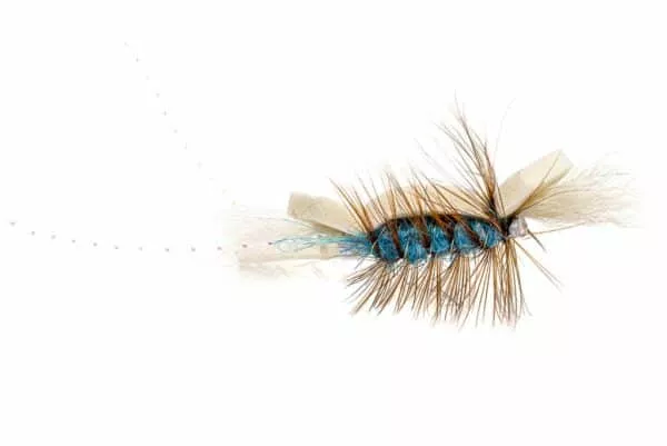 Foamber dry fly on tube color blue