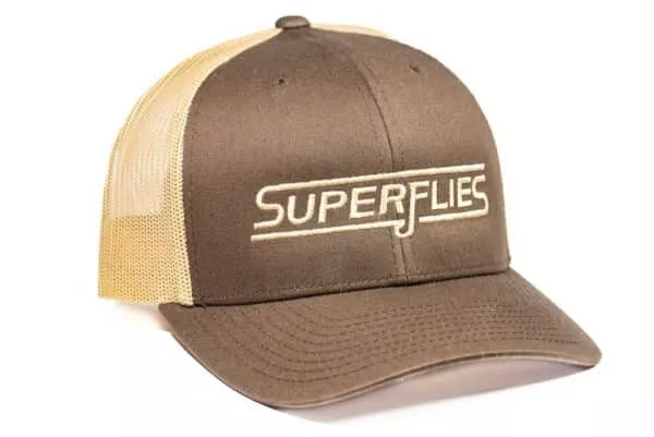 Flexfit Trucker Superflies Hat in Beige and brown