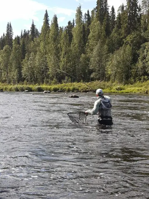 Jyrki doing what he does best: bending a fly rod. Photo: Pietari Sipponen.