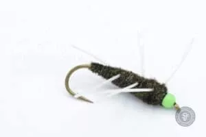 Girdle Bug Gallegos fly with green beadhead