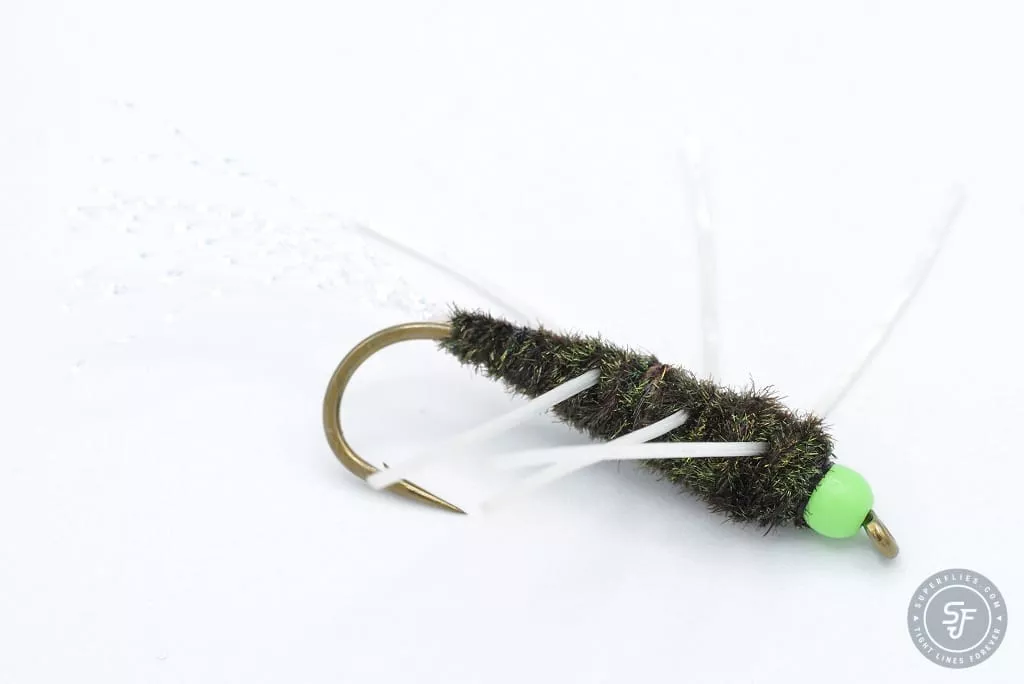 Girdle Bug Gallegos fly with green beadhead