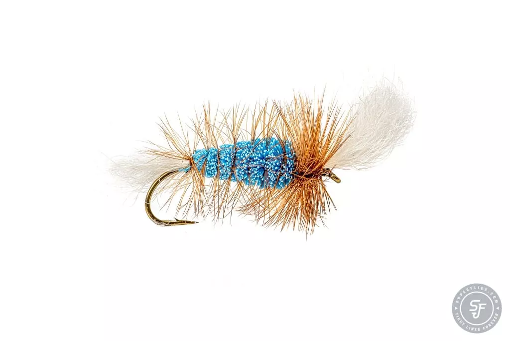 Wulff Bomber salmon dry fly in blue