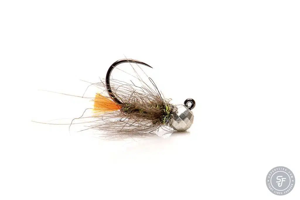 Orange Tag fly with silver disco bead