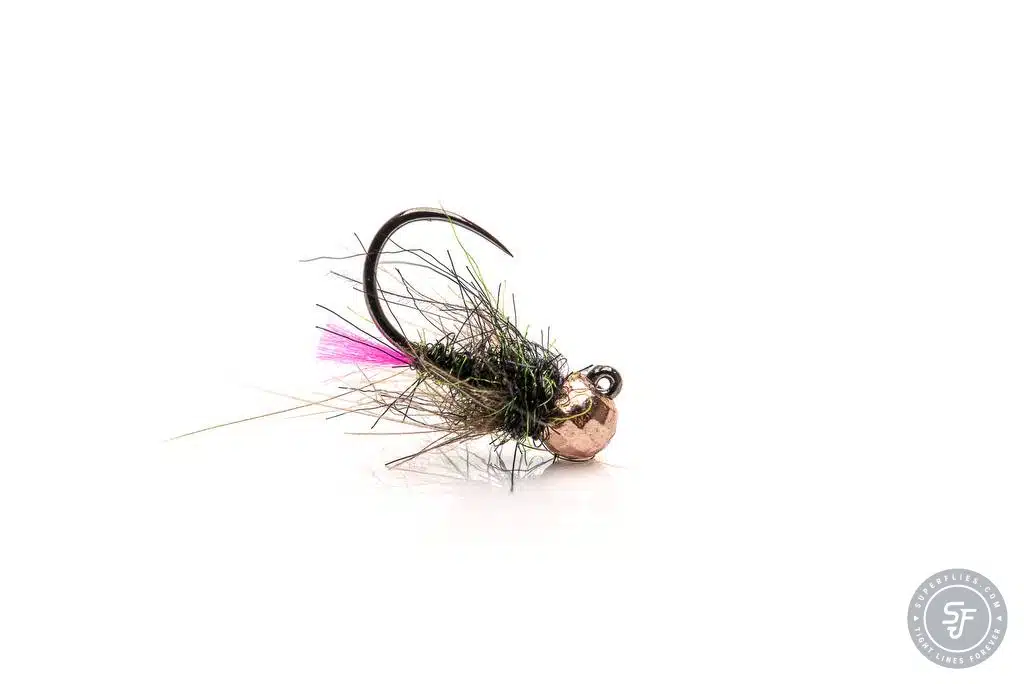 Pink Tag beadhead fly with copper disco bead