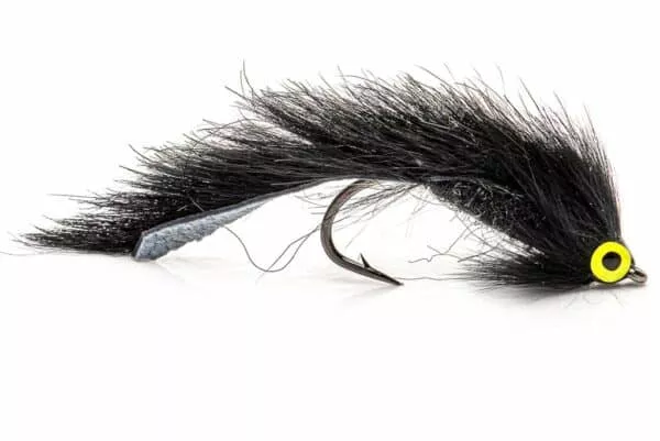 Squirrel zonker streamer fly in black