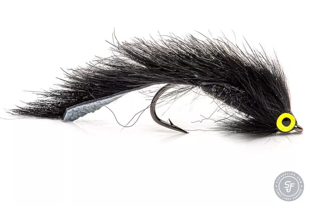 Squirrel zonker streamer fly in black