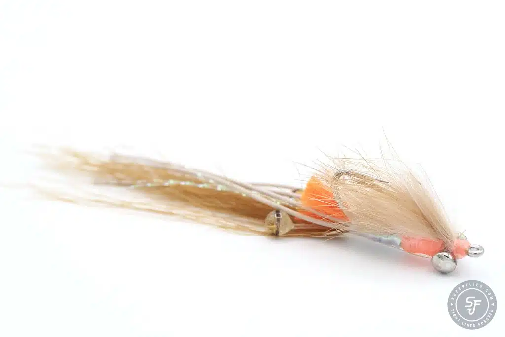 Spawing Shrimp saltwater fly with dumbbell eyes