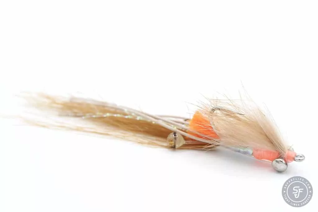 Spawing Shrimp saltwater fly with dumbbell eyes