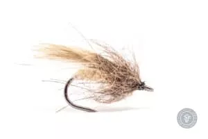 Caddis emerger fly tied from duck breast feathers