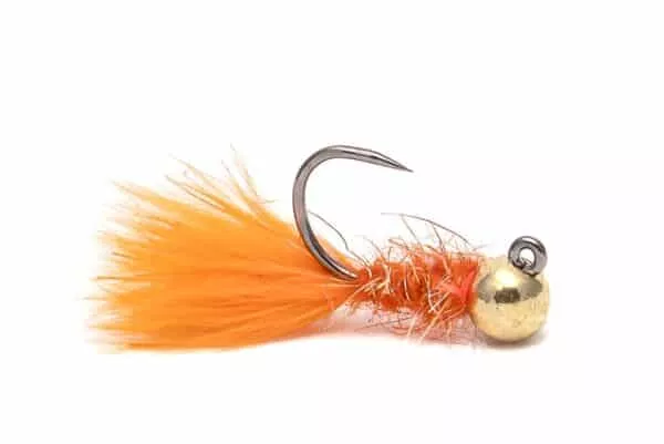 A mini leech fly in orange.