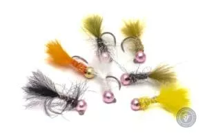 Selection of mini leech flies in jig hook