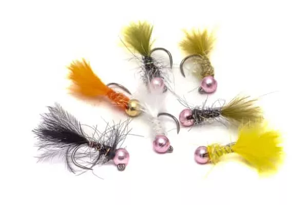 Selection of mini leech flies in jig hook