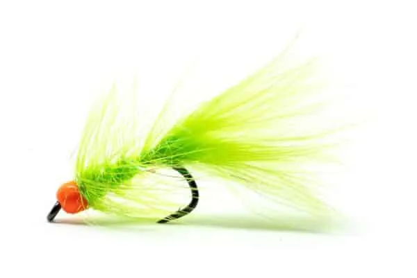 Hot Head Woolly Bugger fly in Chartreuse