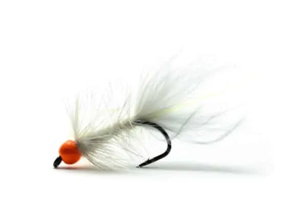 HotHead Woolly Bugger fly in white