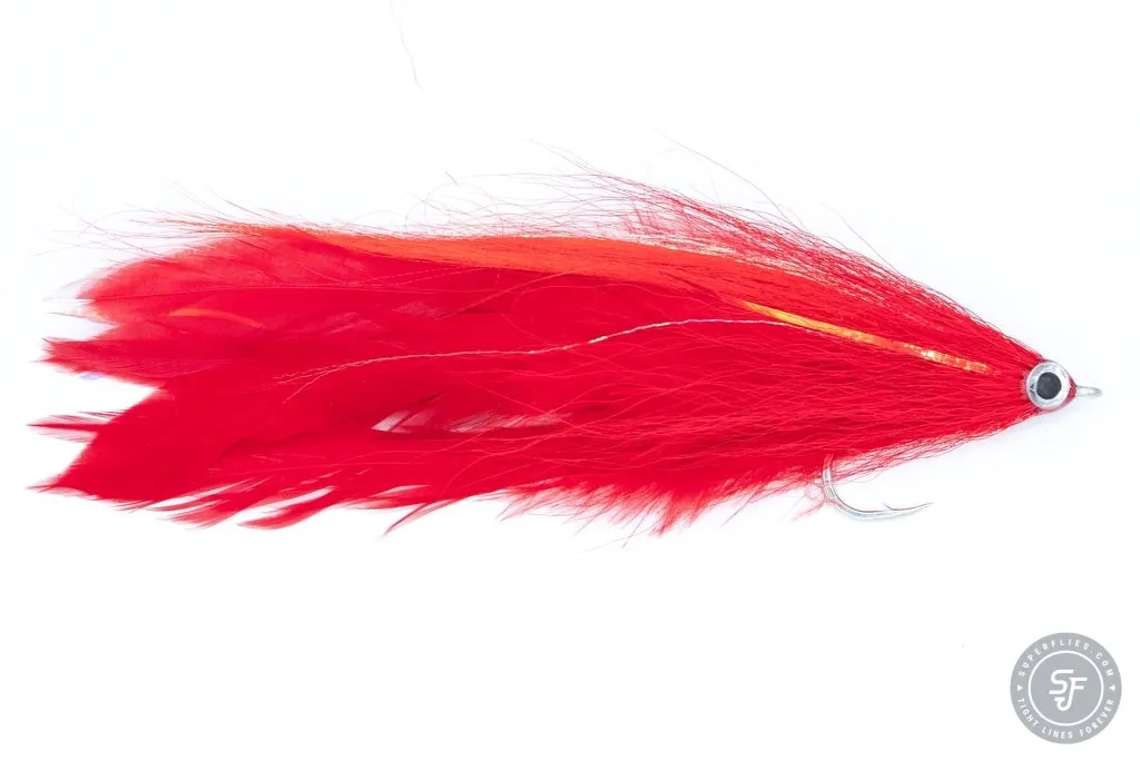 Hollow deceiver saltwater fly for GT in red