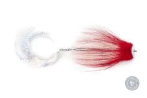 Water pushing pike fly with dragontail in White and Red