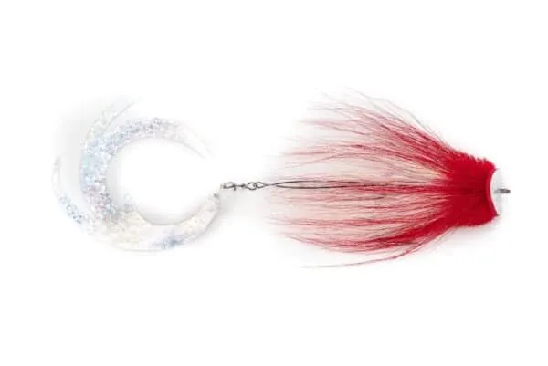 Water pushing pike fly with dragontail in White and Red