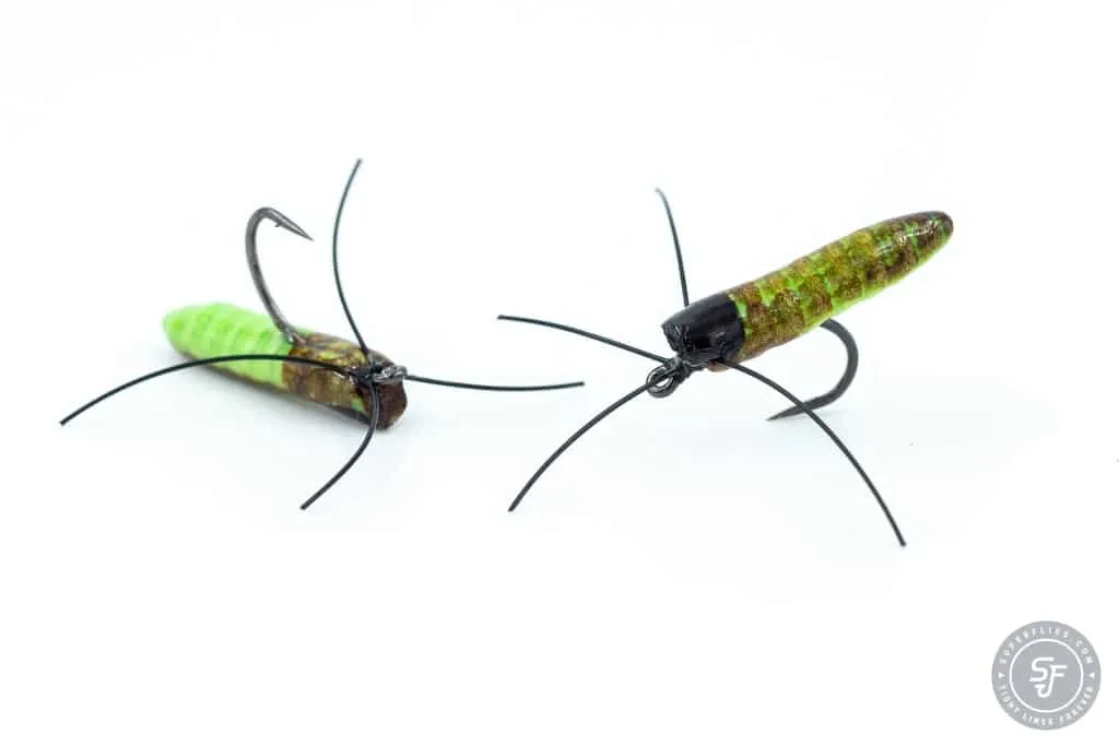 a chartreuse foam ismo pupa fly